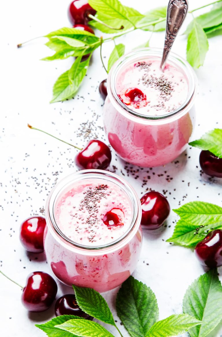 Pink cherry smoothies.